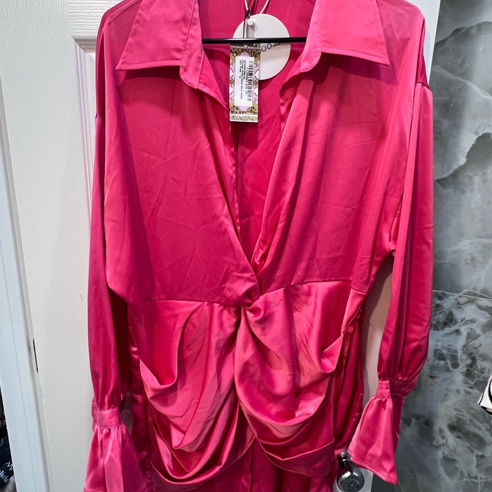 Vibrant Pink Satin Blouse